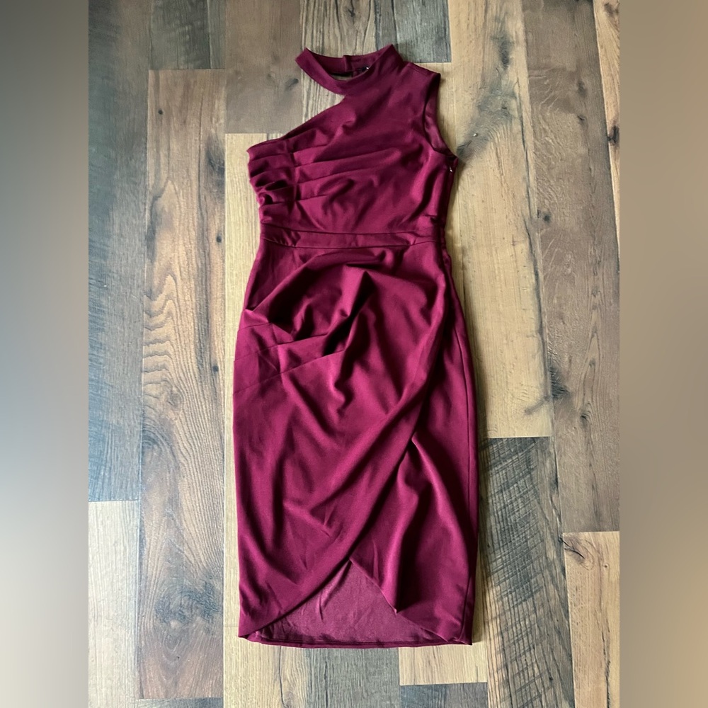 Lulu's Red Asymmetrical Ruched Cocktail Dress